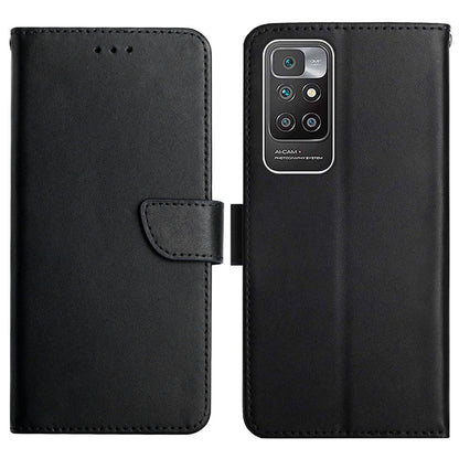 Nappa Texture Genuine Leather Drop-resistant Phone Stand Shell Wallet Case for Xiaomi Redmi Note 11 4G (MediaTek)/10 4G (2021)/10 2022 4G/10 Prime