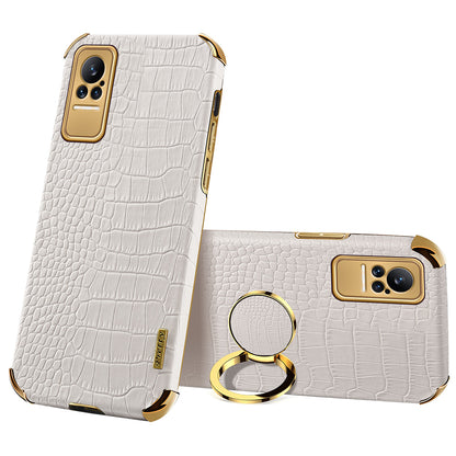 For Xiaomi Civi Smartphone Case Kickstand Electroplating Finger Ring Holder PU Leather Coated TPU Phone Back Shell