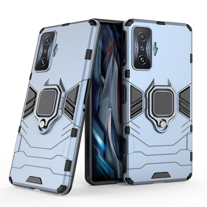 For Xiaomi Poco F4 GT/Redmi K50 Gaming Ring Holder Kickstand Shockproof Hard PC + Soft TPU Hybrid Phone Case