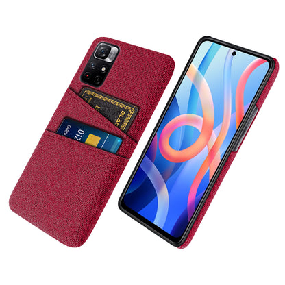 For Xiaomi Redmi Note 11 5G (China) (MediaTek)/Redmi Note 11T 5G/Redmi Note 11S 5G Cloth Texture Multifunction Dual Card Slots Cell Phone Case Cloth + PC Phone Back Cover
