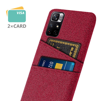 For Xiaomi Redmi Note 11 5G (China) (MediaTek)/Redmi Note 11T 5G/Redmi Note 11S 5G Cloth Texture Multifunction Dual Card Slots Cell Phone Case Cloth + PC Phone Back Cover