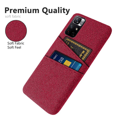 For Xiaomi Redmi Note 11 5G (China) (MediaTek)/Redmi Note 11T 5G/Redmi Note 11S 5G Cloth Texture Multifunction Dual Card Slots Cell Phone Case Cloth + PC Phone Back Cover