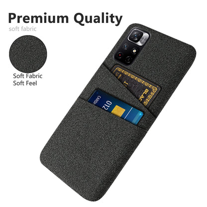 For Xiaomi Redmi Note 11 5G (China) (MediaTek)/Redmi Note 11T 5G/Redmi Note 11S 5G Cloth Texture Multifunction Dual Card Slots Cell Phone Case Cloth + PC Phone Back Cover