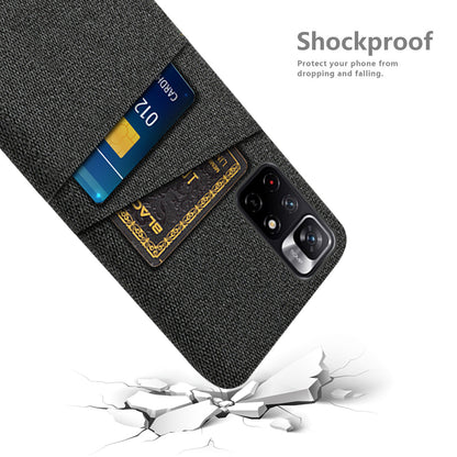 For Xiaomi Redmi Note 11 5G (China) (MediaTek)/Redmi Note 11T 5G/Redmi Note 11S 5G Cloth Texture Multifunction Dual Card Slots Cell Phone Case Cloth + PC Phone Back Cover