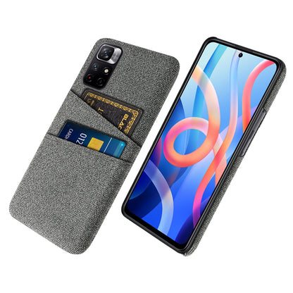 For Xiaomi Redmi Note 11 5G (China) (MediaTek)/Redmi Note 11T 5G/Redmi Note 11S 5G Cloth Texture Multifunction Dual Card Slots Cell Phone Case Cloth + PC Phone Back Cover