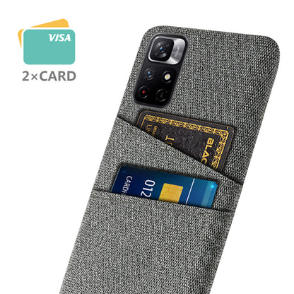 For Xiaomi Redmi Note 11 5G (China) (MediaTek)/Redmi Note 11T 5G/Redmi Note 11S 5G Cloth Texture Multifunction Dual Card Slots Cell Phone Case Cloth + PC Phone Back Cover