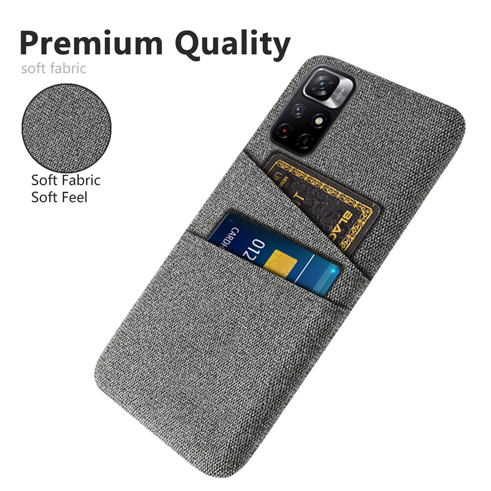 For Xiaomi Redmi Note 11 5G (China) (MediaTek)/Redmi Note 11T 5G/Redmi Note 11S 5G Cloth Texture Multifunction Dual Card Slots Cell Phone Case Cloth + PC Phone Back Cover