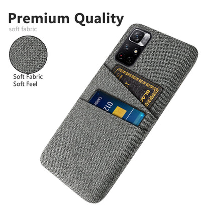 For Xiaomi Redmi Note 11 5G (China) (MediaTek)/Redmi Note 11T 5G/Redmi Note 11S 5G Cloth Texture Multifunction Dual Card Slots Cell Phone Case Cloth + PC Phone Back Cover