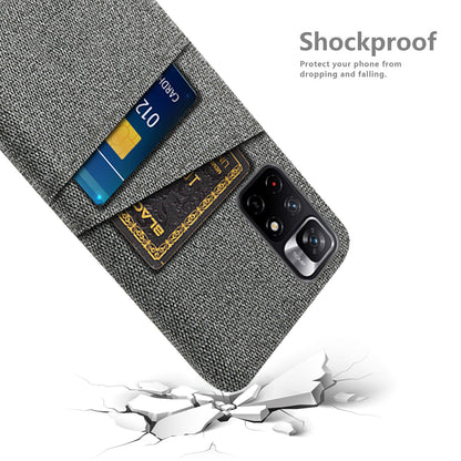 For Xiaomi Redmi Note 11 5G (China) (MediaTek)/Redmi Note 11T 5G/Redmi Note 11S 5G Cloth Texture Multifunction Dual Card Slots Cell Phone Case Cloth + PC Phone Back Cover
