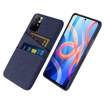 For Xiaomi Redmi Note 11 5G (China) (MediaTek)/Redmi Note 11T 5G/Redmi Note 11S 5G Cloth Texture Multifunction Dual Card Slots Cell Phone Case Cloth + PC Phone Back Cover