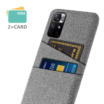 For Xiaomi Redmi Note 11 5G (China) (MediaTek)/Redmi Note 11T 5G/Redmi Note 11S 5G Cloth Texture Multifunction Dual Card Slots Cell Phone Case Cloth + PC Phone Back Cover