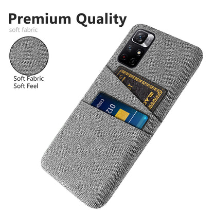 For Xiaomi Redmi Note 11 5G (China) (MediaTek)/Redmi Note 11T 5G/Redmi Note 11S 5G Cloth Texture Multifunction Dual Card Slots Cell Phone Case Cloth + PC Phone Back Cover