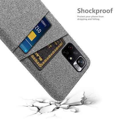 For Xiaomi Redmi Note 11 5G (China) (MediaTek)/Redmi Note 11T 5G/Redmi Note 11S 5G Cloth Texture Multifunction Dual Card Slots Cell Phone Case Cloth + PC Phone Back Cover