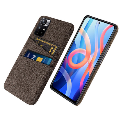 For Xiaomi Redmi Note 11 5G (China) (MediaTek)/Redmi Note 11T 5G/Redmi Note 11S 5G Cloth Texture Multifunction Dual Card Slots Cell Phone Case Cloth + PC Phone Back Cover