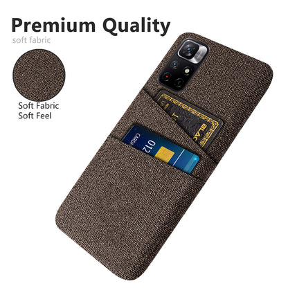 For Xiaomi Redmi Note 11 5G (China) (MediaTek)/Redmi Note 11T 5G/Redmi Note 11S 5G Cloth Texture Multifunction Dual Card Slots Cell Phone Case Cloth + PC Phone Back Cover