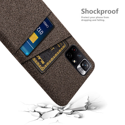 For Xiaomi Redmi Note 11 5G (China) (MediaTek)/Redmi Note 11T 5G/Redmi Note 11S 5G Cloth Texture Multifunction Dual Card Slots Cell Phone Case Cloth + PC Phone Back Cover