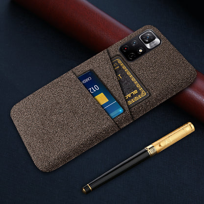 For Xiaomi Redmi Note 11 5G (China) (MediaTek)/Redmi Note 11T 5G/Redmi Note 11S 5G Cloth Texture Multifunction Dual Card Slots Cell Phone Case Cloth + PC Phone Back Cover