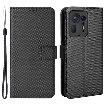 For Xiaomi Mix 4 Flip Wallet Case Horizontal Viewing Stand Diamond Texture PU Leather Protective Cover with Strap