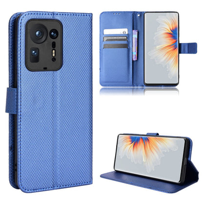 For Xiaomi Mix 4 Flip Wallet Case Horizontal Viewing Stand Diamond Texture PU Leather Protective Cover with Strap