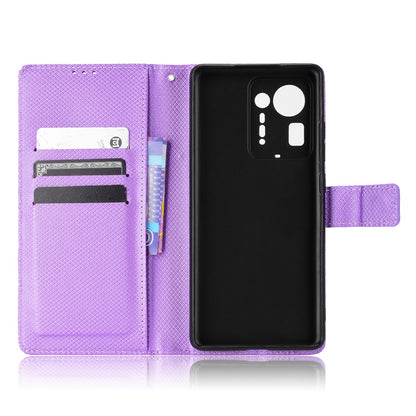 For Xiaomi Mix 4 Flip Wallet Case Horizontal Viewing Stand Diamond Texture PU Leather Protective Cover with Strap