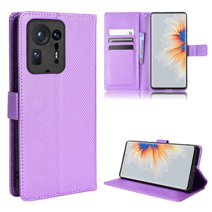 For Xiaomi Mix 4 Flip Wallet Case Horizontal Viewing Stand Diamond Texture PU Leather Protective Cover with Strap