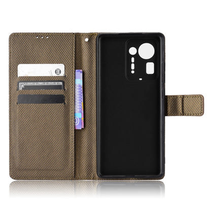 For Xiaomi Mix 4 Flip Wallet Case Horizontal Viewing Stand Diamond Texture PU Leather Protective Cover with Strap
