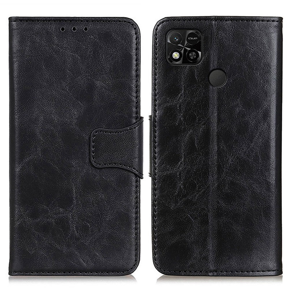 For Xiaomi Redmi 10A Crazy Horse Texture Anti-drop Split Leather Shell Wallet Stand Function Cell Phone Case