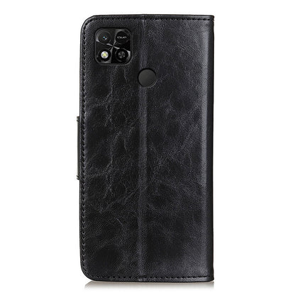 For Xiaomi Redmi 10A Crazy Horse Texture Anti-drop Split Leather Shell Wallet Stand Function Cell Phone Case