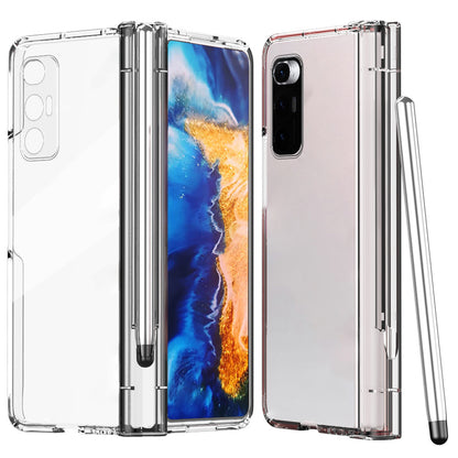 For Xiaomi Mi Mix Fold Electroplating Hard PC Folding Phone Case Pen Slot Hinge Protective Cover with Tempered Glass Film and Stylus Pen