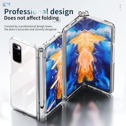 For Xiaomi Mi Mix Fold Electroplating Hard PC Folding Phone Case Pen Slot Hinge Protective Cover with Tempered Glass Film and Stylus Pen