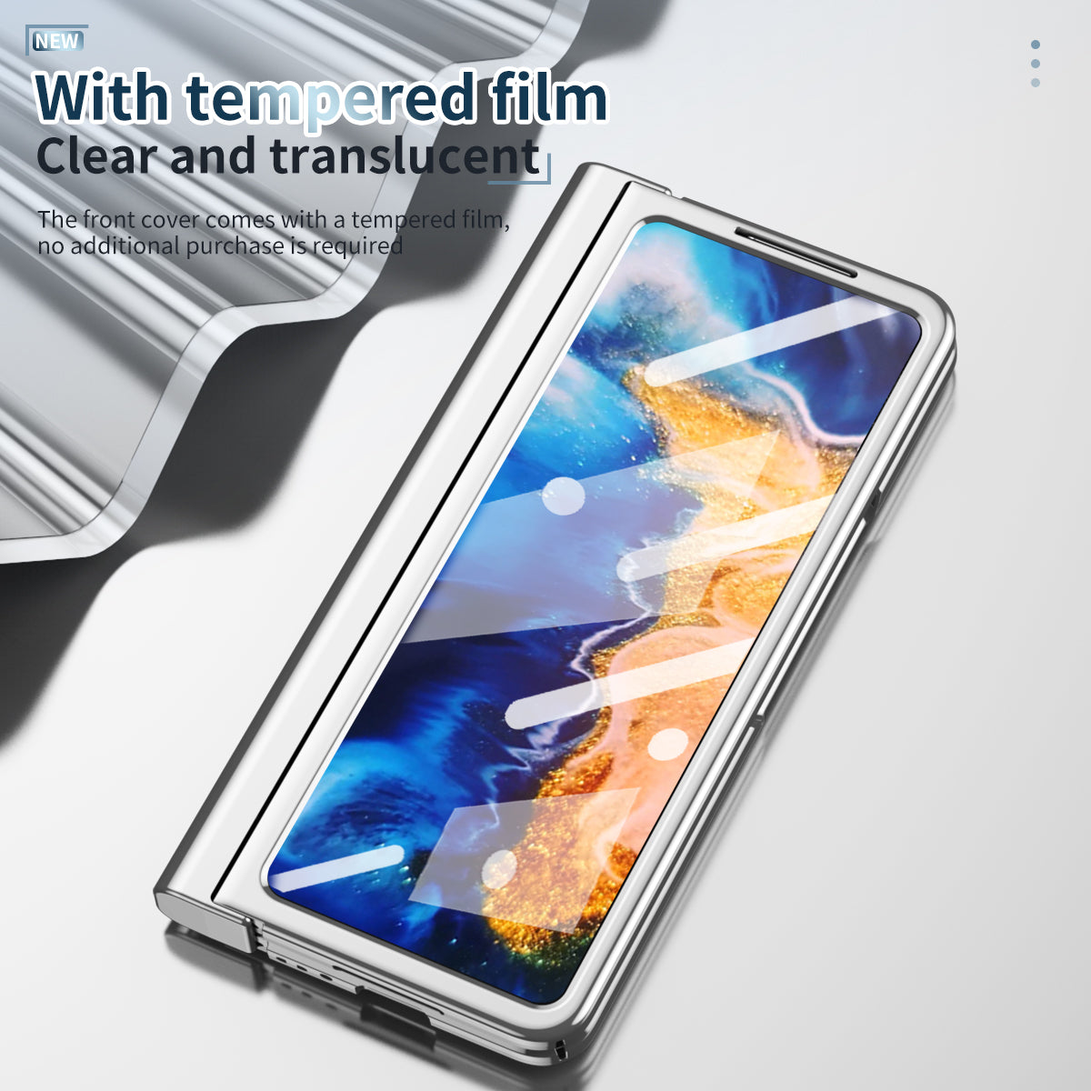 For Xiaomi Mi Mix Fold Electroplating Hard PC Folding Phone Case Pen Slot Hinge Protective Cover with Tempered Glass Film and Stylus Pen