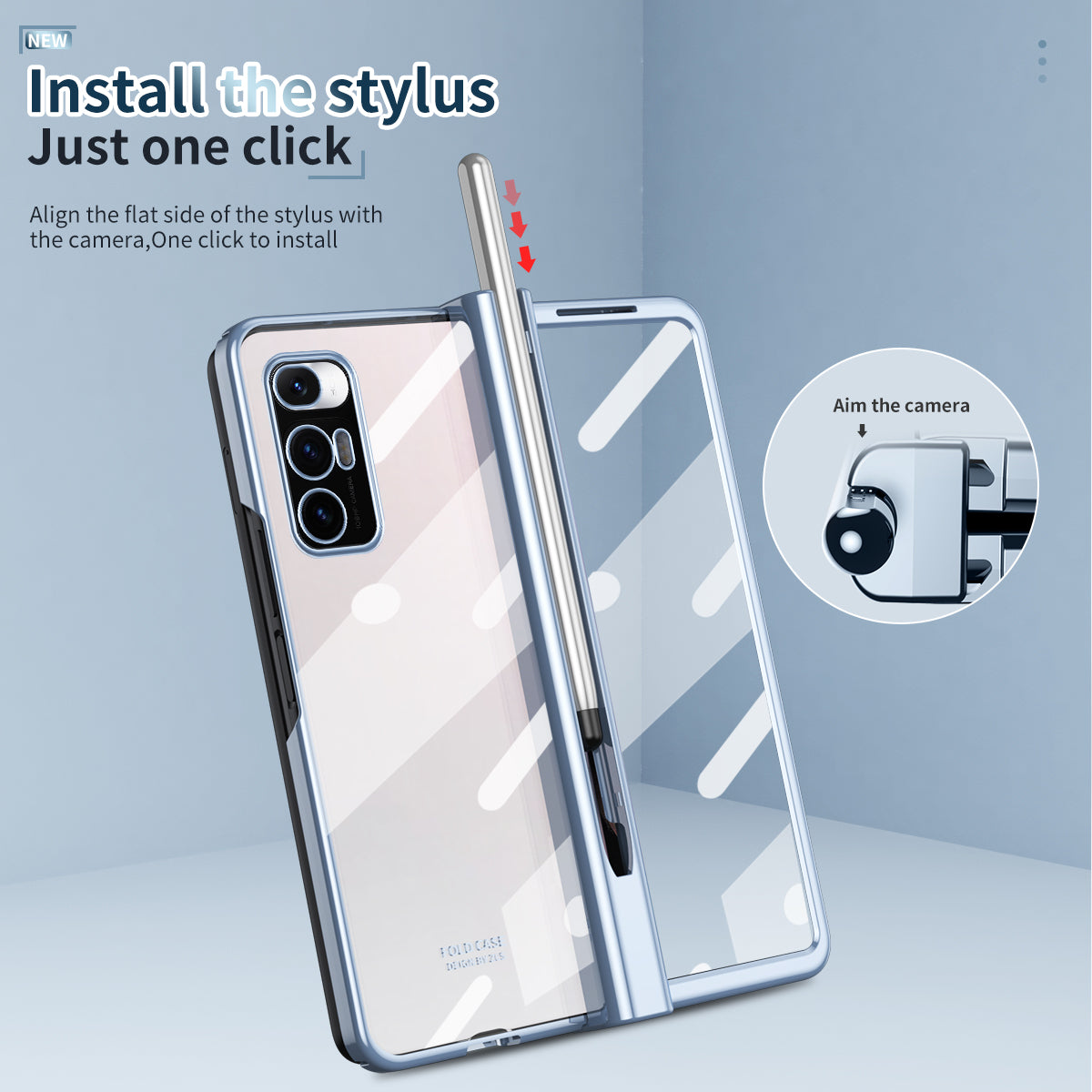 For Xiaomi Mi Mix Fold Electroplating Hard PC Folding Phone Case Pen Slot Hinge Protective Cover with Tempered Glass Film and Stylus Pen