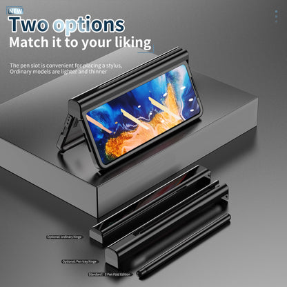 For Xiaomi Mi Mix Fold Electroplating Hard PC Folding Phone Case Pen Slot Hinge Protective Cover with Tempered Glass Film and Stylus Pen