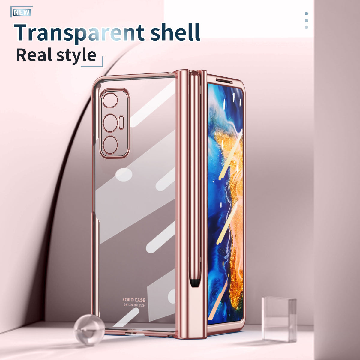 For Xiaomi Mi Mix Fold Electroplating Hard PC Folding Phone Case Pen Slot Hinge Protective Cover with Tempered Glass Film and Stylus Pen