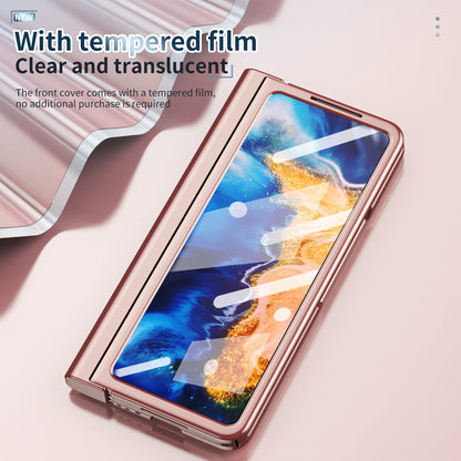For Xiaomi Mi Mix Fold Electroplating Hard PC Folding Phone Case Pen Slot Hinge Protective Cover with Tempered Glass Film and Stylus Pen