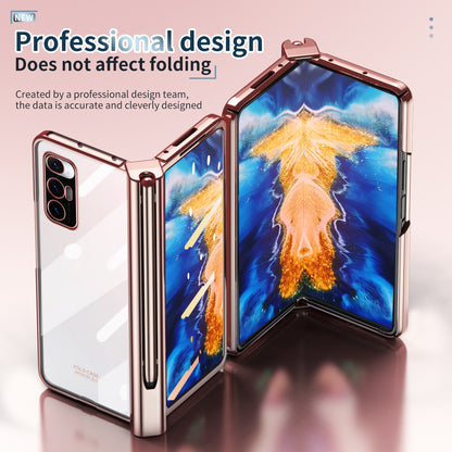 For Xiaomi Mi Mix Fold Electroplating Hard PC Folding Phone Case Pen Slot Hinge Protective Cover with Tempered Glass Film and Stylus Pen