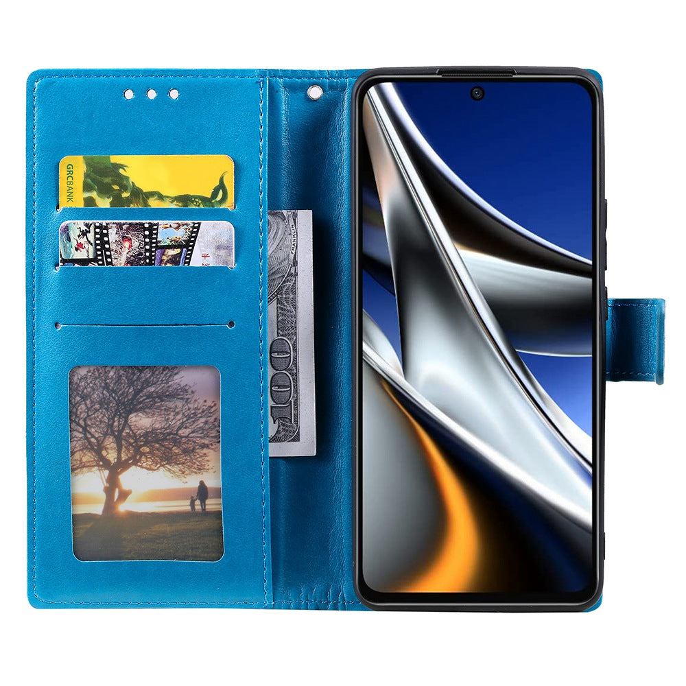 Imprinted Mandala Flower Wallet Design Leather Case with Strap for Xiaomi Poco M4 Pro 4G, Anti-Drop Full Protection Phone Stand Case