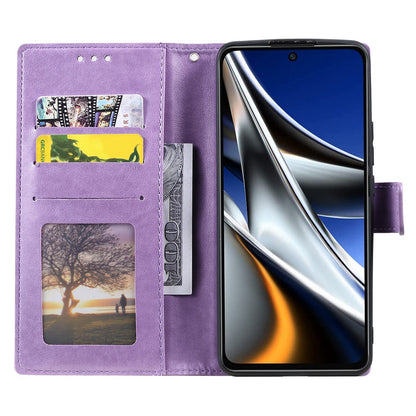 Imprinted Mandala Flower Wallet Design Leather Case with Strap for Xiaomi Poco M4 Pro 4G, Anti-Drop Full Protection Phone Stand Case