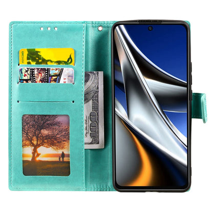 Imprinted Mandala Flower Wallet Design Leather Case with Strap for Xiaomi Poco M4 Pro 4G, Anti-Drop Full Protection Phone Stand Case