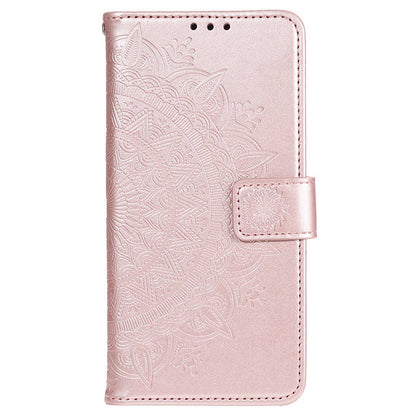 Imprinted Mandala Flower Wallet Design Leather Case with Strap for Xiaomi Poco M4 Pro 4G, Anti-Drop Full Protection Phone Stand Case