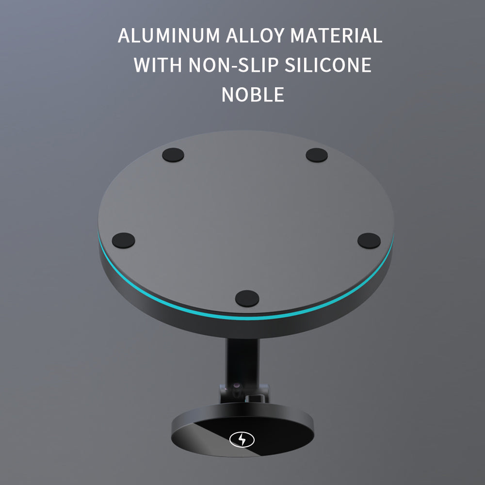 Y21 Folding Magnetic Wireless Charger 15W Fast Charging Stand Holder with LED Ambient Light for Earphones/Smart Phones