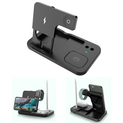 0W-01 4-in-1 Wireless Charger Desktop Wireless Charging Stand Dock for iWatch AirPods Apple Pencil Smartphones