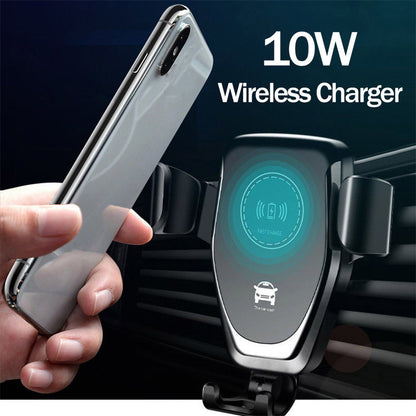 Q12 10W Car Air Vent Mount Gravity Phone Holder Wireless Charger Cellphone Charging Stand