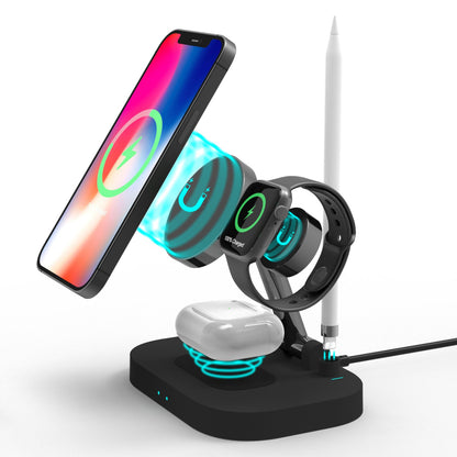 F22 15W 4 in 1 For Magsafe Wireless Charger for iPhone 12/13 Series/Apple Watch/Airpods Pro/Apple Pencil Portable Charging Stand Multi-function Folding Charging Dock (CE)