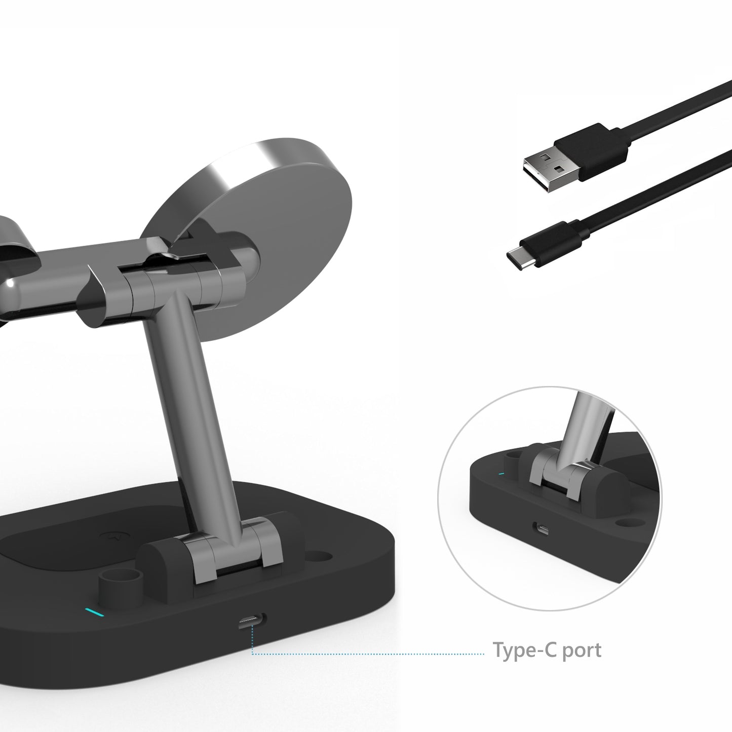 F22 15W 4 in 1 For Magsafe Wireless Charger for iPhone 12/13 Series/Apple Watch/Airpods Pro/Apple Pencil Portable Charging Stand Multi-function Folding Charging Dock (CE)