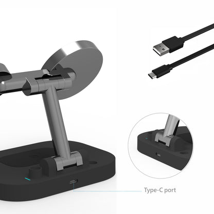 F22 15W 4 in 1 For Magsafe Wireless Charger for iPhone 12/13 Series/Apple Watch/Airpods Pro/Apple Pencil Portable Charging Stand Multi-function Folding Charging Dock (CE)