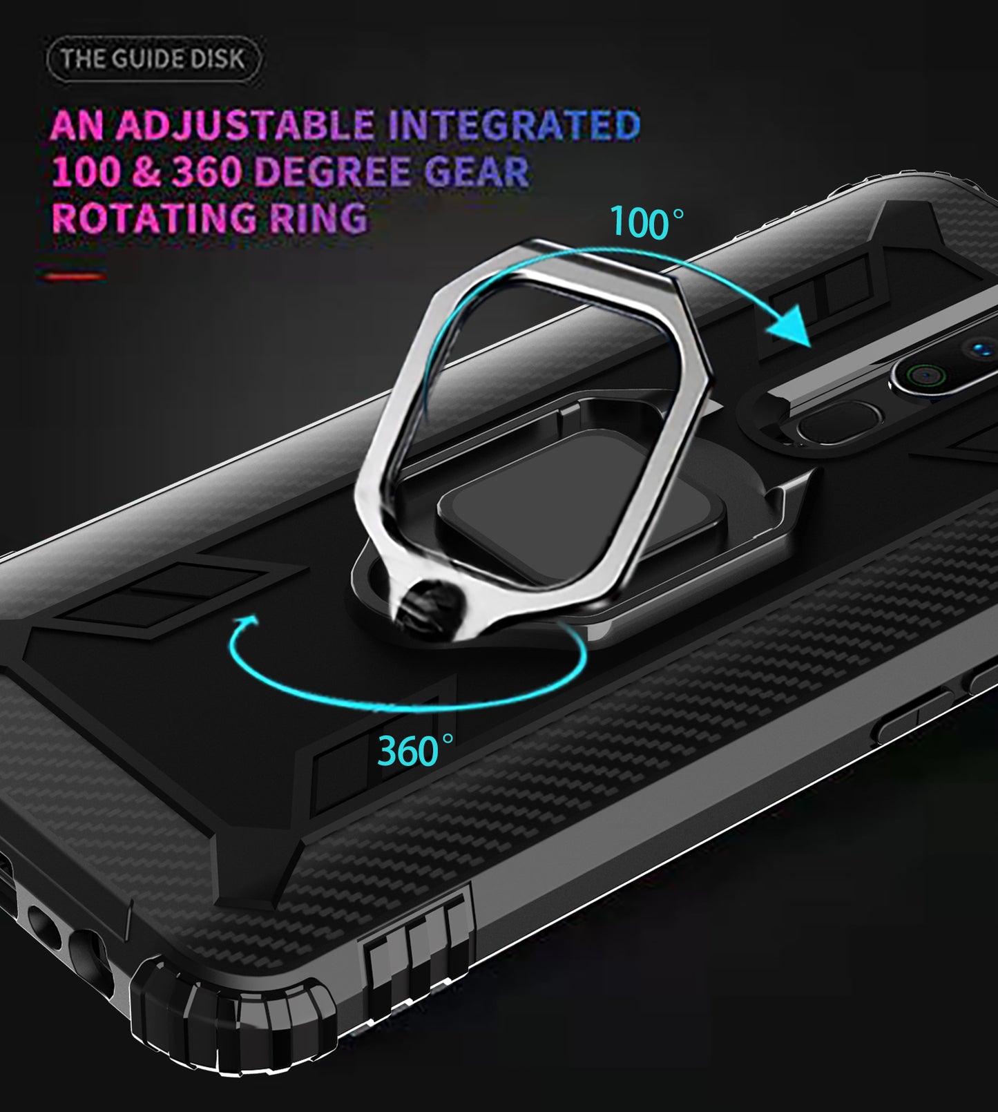 Finger Ring Kickstand TPU Phone Casing [Built-in Magnetic Metal Sheet] for OPPO A9 (2020)