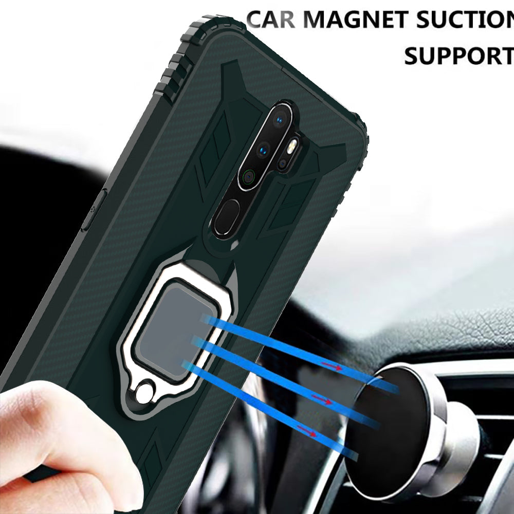 Finger Ring Kickstand TPU Phone Casing [Built-in Magnetic Metal Sheet] for OPPO A9 (2020)
