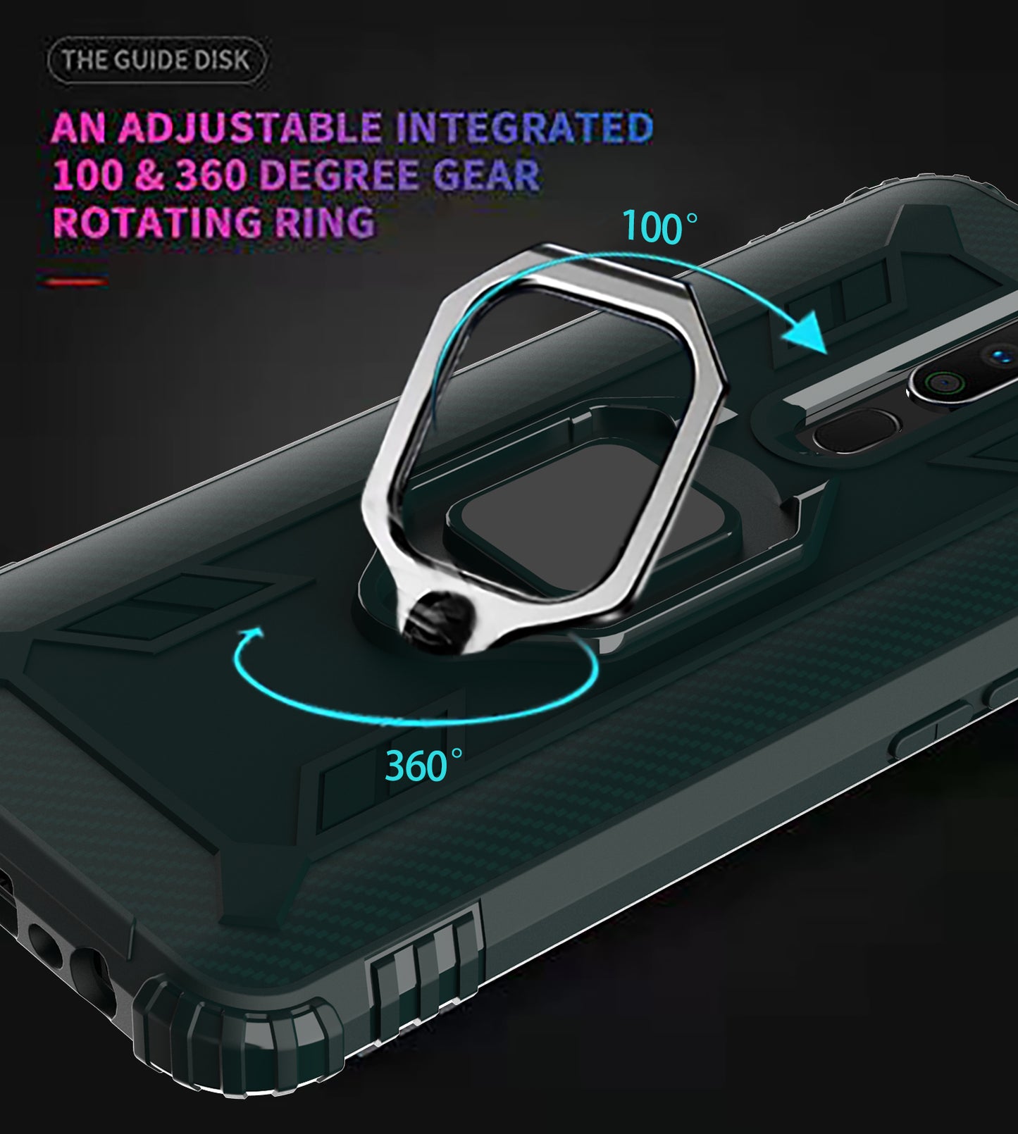 Finger Ring Kickstand TPU Phone Casing [Built-in Magnetic Metal Sheet] for OPPO A9 (2020)