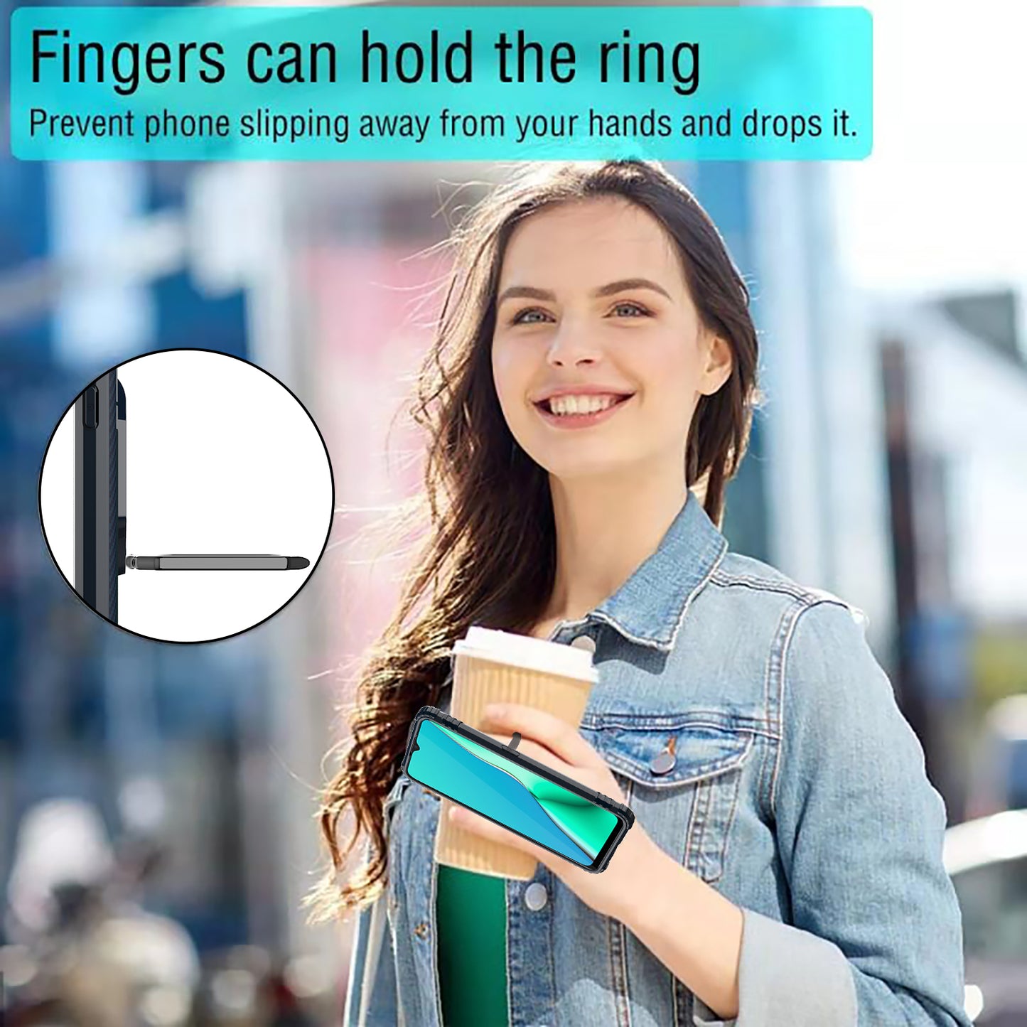 Finger Ring Kickstand TPU Phone Casing [Built-in Magnetic Metal Sheet] for OPPO A9 (2020)